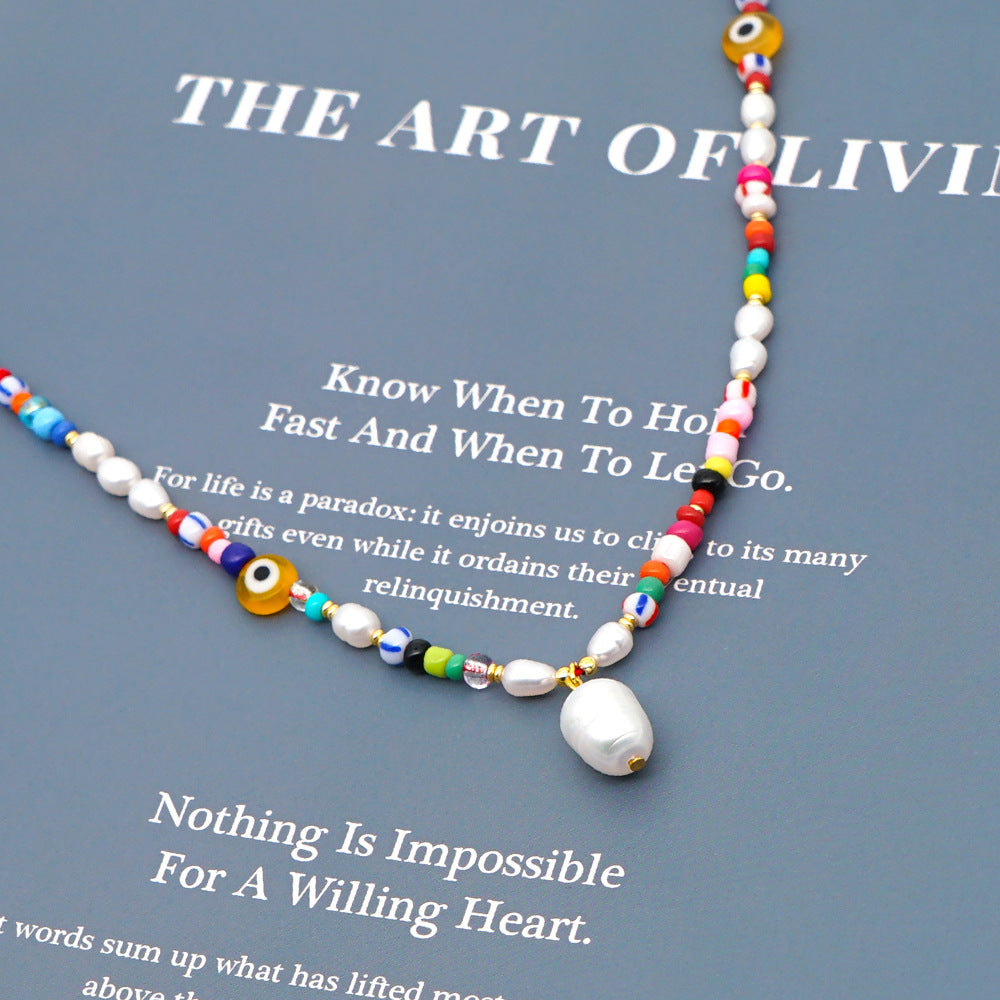Wholesale Boho Freshwater Pearl Glass Necklace